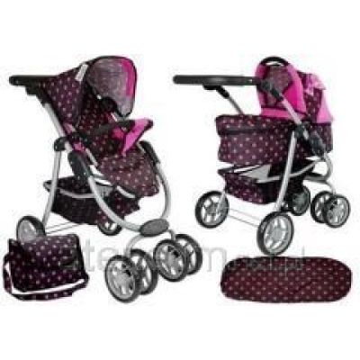 2-in-1 stroller with bag, gondola, black and pink, 7706 Lean Toys
