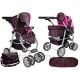 2-in-1 stroller with bag, gondola, black and pink, 7706 Lean Toys