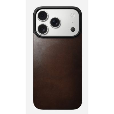 3. NOMAD Magnetic Leather Back - Magnetic case for iPhone 18 Pro / 17 Pro, compatible with MagSafe, Horween leather (rustic brown)