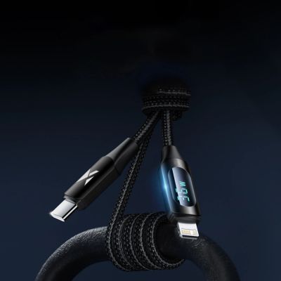 3. Wozinsky WUCLC2 Lightning - USB-C 36W 480Mb/s cable 2m with display - black