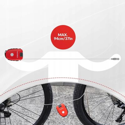 9. Rockbros 32420981001 bicycle lock with retractable cable - red