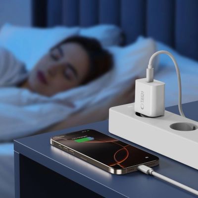 10. Tech-Protect NC20W PD20W USB-C wall charger with USB-C cable - white