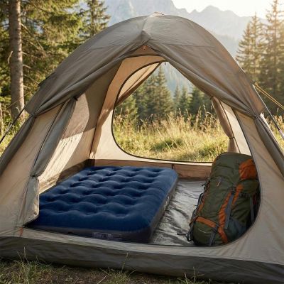 4. FLOCKED MATTRESS FOR 1-PERSON WITH BUILT-IN FOOT PUMP 191x99x22CM 24679