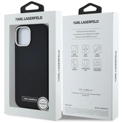 8. Karl Lagerfeld FW Metal Plate MagSafe iPhone 15 Case - Black