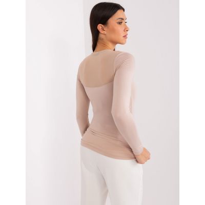 4. BASIC FEEL GOOD Beige Mesh Blouse (RV-BZ-9202.10X)