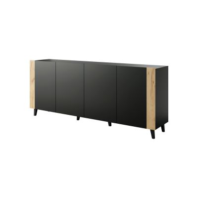 FARO chest of drawers 200x42x82 black matt + craft oak
