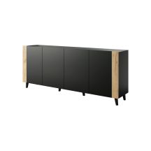 FARO chest of drawers 200x42x82 black matt + craft oak