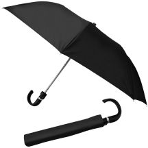 Compact semi-automatic umbrella with curved handle, black SEMI LINE