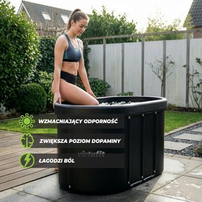 5. VIRTUFIT OVAL ICE BATH 500 LITERS ANTHRACITE WITH ACCESSORIES
