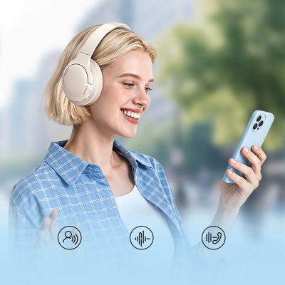 9. Baseus Bass BH1 Lite Wireless On-Ear Bluetooth 6.0 Headphones - White