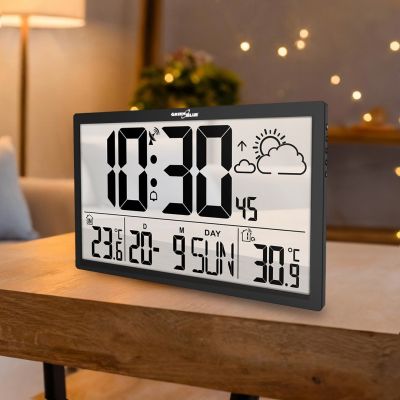 30. GREENBLUE LCD WALL CLOCK EXTRA LARGE, TEMPERATURE, DATE GB218