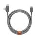7. Native Union Belt Cable Duo Pro 240W USB-C - USB-C / lightning, 2.4 m (zebra)