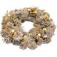 8. DECORATIVE WREATH 34 CM GOLD WITH PINES AND MICA BALLS