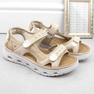 6. Rieker W RKR691 comfortable velcro sandals beige