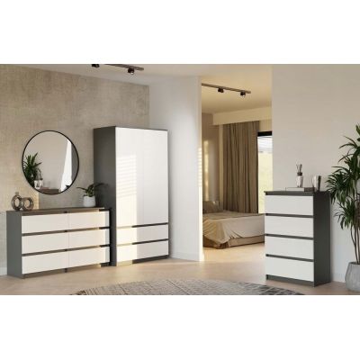 10. M6 MALWA CHEST OF DRAWERS 120CM ANT/WHITE SET