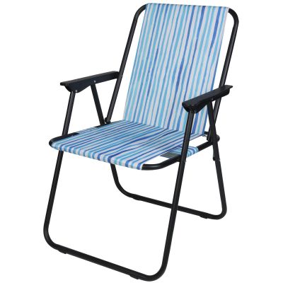 8. CAMPING CHAIR WITH ARMRESTS 52x44x75CM FOLDING BLUE LINES