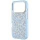 6. Guess IML Leopard Glitter Triangle Logo MagSafe Case for iPhone 17 Pro / 18 Pro - Blue