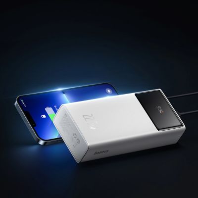 9. Baseus EnerFill FP41 30000mAh 22.5W Powerbank with Baseus Simple USB-A - USB-C 3A 30cm Cable - White