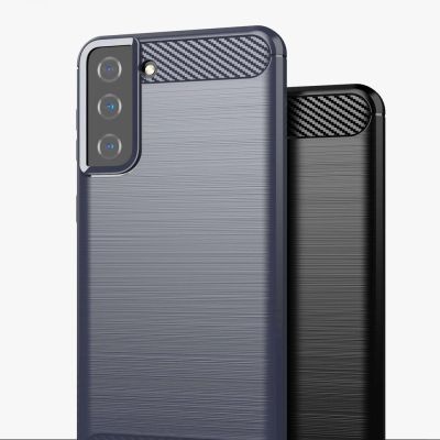 9. Carbon Case Flexible Cover TPU Case for Samsung Galaxy S21+ 5G (S21 Plus 5G) black