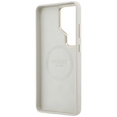 7. Guess Rhinestone Round Logo MagSafe Case for Samsung Galaxy S26 Ultra - Beige