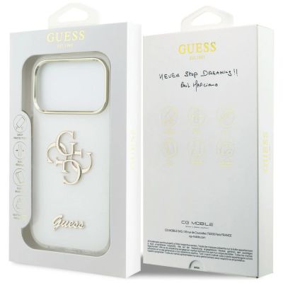 8. Guess IML 4G Script Metal Case for iPhone 17 Pro Max - White