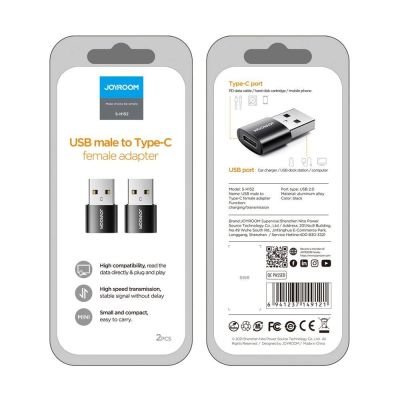 5. Joyroom adapter from USB Type C (female) to USB (male) 2 pcs. black (S-H152 Black)