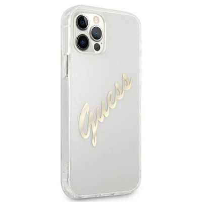 4. Guess GUHCP12LKTRSVGO iPhone 12 Pro Max 6.7" Transparent hardcase Vintage Script Gold
