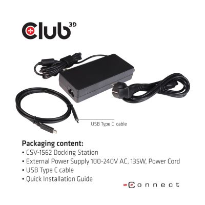 16. CLUB3D CSV-1562 Docking Station USB 3.2 Gen 1 (3.1 Gen 1) Type-C Black