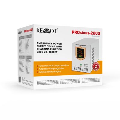 11. KEMOT PROsinus-2200 emergency power supply, pure sine wave converter with charging function 12V 230V 2200VA/1600W