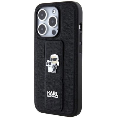 2. Karl Lagerfeld Gripstand Saffiano Karl&Choupette Pins case for iPhone 13 Pro / 13 - black