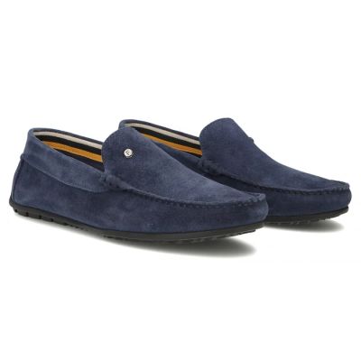 4. Men's leather moccasins, navy blue, Filippo MP923