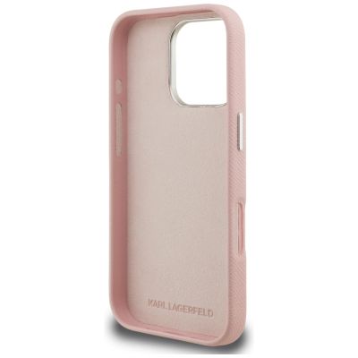 7. Karl Lagerfeld FW Grained Signature Logo iPhone 16 Pro Case - Pink