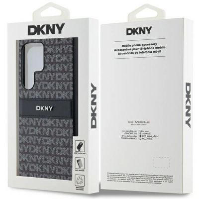 7. DKNY Leather Mono Stripe & Metal Logo case for Samsung Galaxy S24 Ultra - black