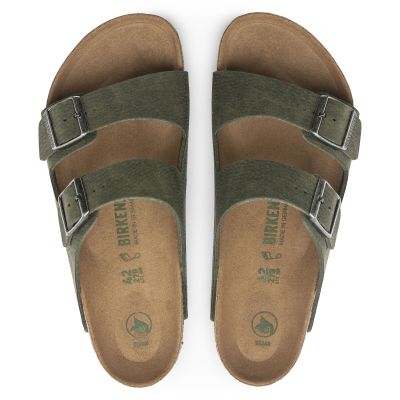 8. Birkenstock Arizona Vegan Microfaser Regular Women's-Men's Desert Dust Thyme Flip-Flops for Wide Feet (1024550)