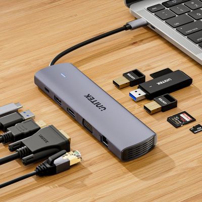 4. UNITEK D1113BGY01 Hubs and Concentrators 2 x USB 3.2 Gen 2 (3.1 Gen 2) Type-C 1000 Mbit/s Gray