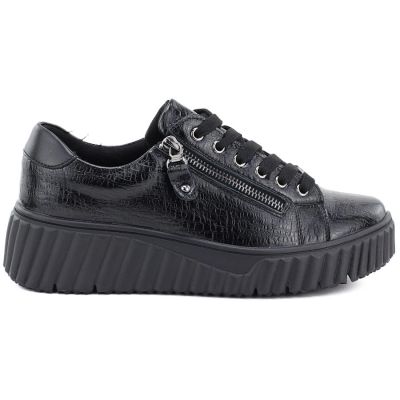 6. Women's patent leather platform shoes, black, Vinceza 133134