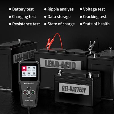 8. Qoltec 3-in-1 Digital Battery Tester with LCD Polish Menu 6V 12V 24V 10Ah-200Ah