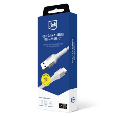 10. 3mk Hyper Cable N-SERIES USB-A / USB-C 1m 9V/2A 18W / white