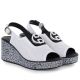 4. Women's leather wedge sandals with openwork white S.Barski 7014