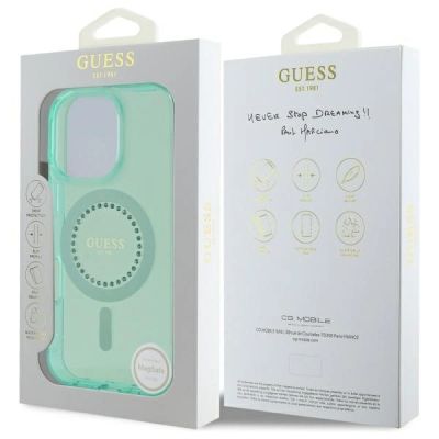 8. Guess IML Rhinestones MagSafe iPhone 16 Pro Case - Green