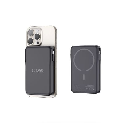 5. Tech-Protect LifeMag PB31 Power Bank with MagSafe 10000mAh 15W USB-C / USB-A / Built-in USB-C / Lightning Cables - Black