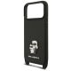 7. Karl Lagerfeld Saffiano Karl&Choupette Metal Pin CBDY Strap Case for iPhone 18 Pro / 17 Pro - Black