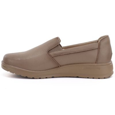 3. Women's leather slip-on wedge shoes, beige, Potocki JE19505
