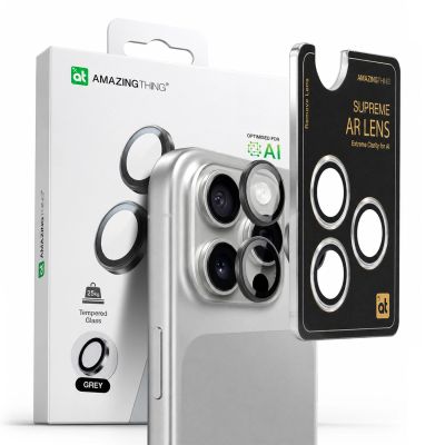 5. AmazingThing AR Aluminum 3 Lens Glass with Camera Lens Frame for iPhone 16 Pro / 16 Pro Max - Black