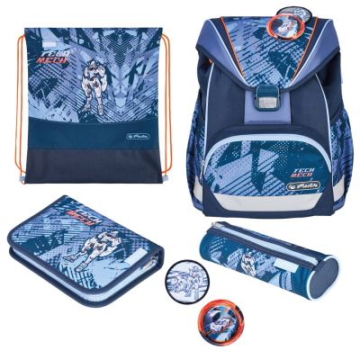 2. Herlitz UltraLight Plus TechMech School Backpack Set Boy Polyester Blue, Orange