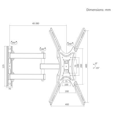 3. MACLEAN TV MOUNT / HANGER 32-55'' MACLEAN TV MOUNT / HANGER, MAX VESA 400X400, 32-55", UP TO 25KG, BLACK, TILT ADJUSTMENT