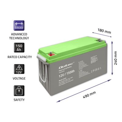 4. QOLTEC DEEP CYCLE GEL BATTERY | 12V | 150AH