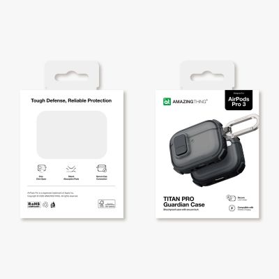 14. AmazingThing Titan Pro Mag Case Clear for AirPods Pro 3 - Black
