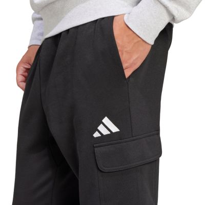 5. Men's adidas Essentials Feelcozy Fleece Cargo Pants Black JE3820