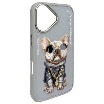 4. Nimmy Glasses Cool Dog iPhone 16 Case - Gray
